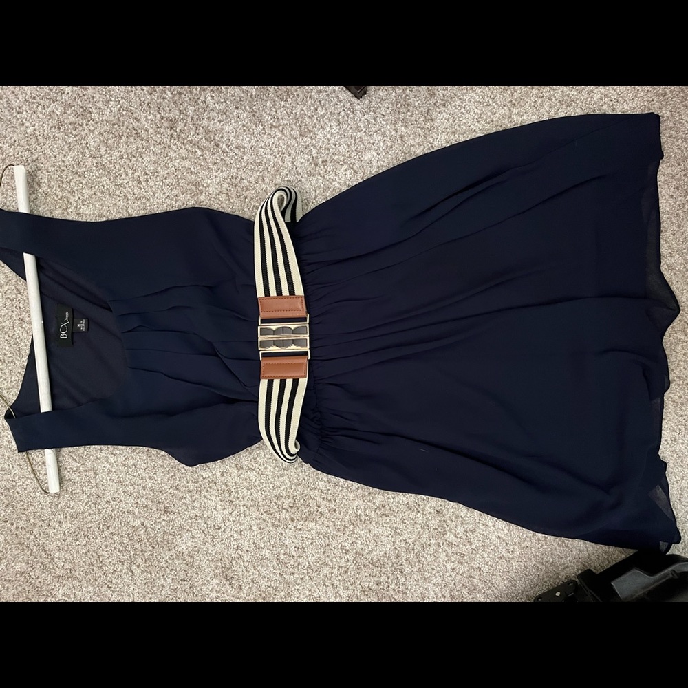 Navy Cocktail Dress with Belt